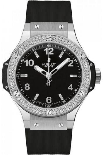 hublot big bang black dial quartz watch with rubber strap for women - 361.sx.1270.rx.1104