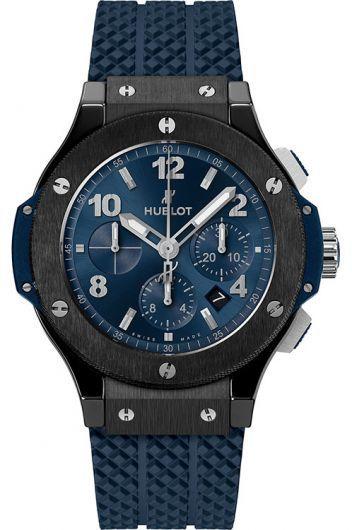 hublot big bang blue dial automatic watch with rubber strap for men - 301.cm.710.rx