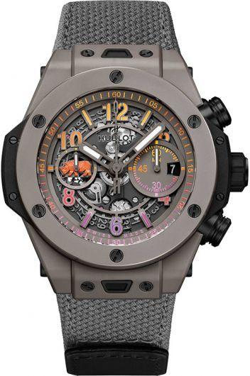 hublot big bang skeleton dial automatic watch with fabric strap for men - 421.fx.8099.nr.soa23