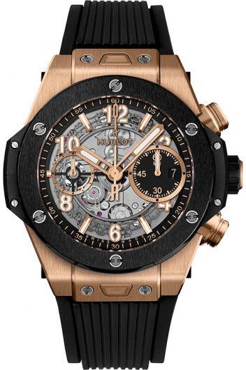 hublot big bang skeleton dial automatic watch with rubber strap for men - 441.om.1181.rx