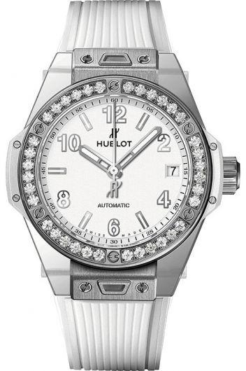 hublot big bang white dial automatic watch with rubber strap for women - 465.se.2010.rw.1204