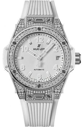 hublot big bang white dial automatic watch with rubber strap for women - 465.se.2010.rw.1604