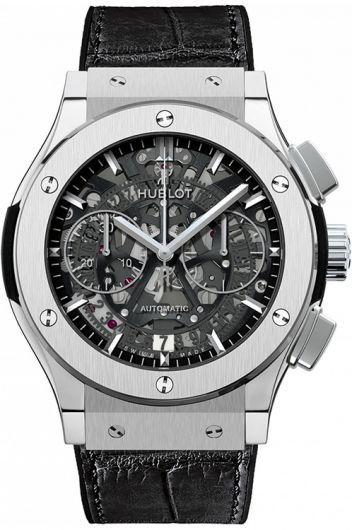 hublot classic fusion  dial automatic watch with leather strap for men - 525.nx.0170.lr