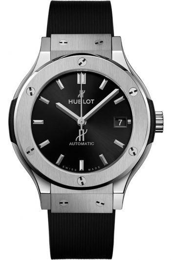 hublot classic fusion black dial automatic watch with rubber strap for men - 565.nx.1470.rx