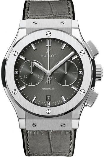 hublot classic fusion grey dial automatic watch with leather strap for men - 521.nx.7071.lr