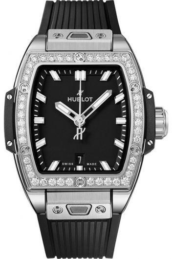 hublot shaped black dial automatic watch with rubber strap for women - 682.sx.1170.rx.1204