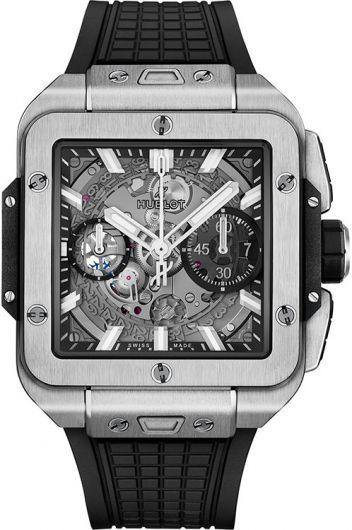 hublot shaped skeleton dial automatic watch with rubber strap for men - 821.nx.0170.rx