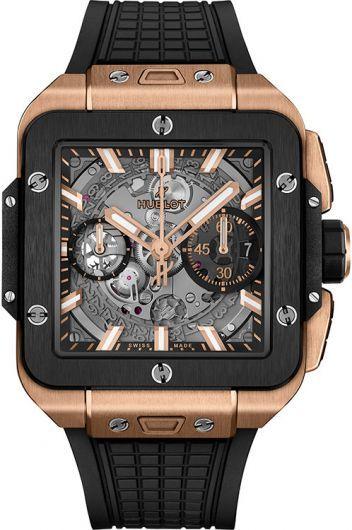 hublot shaped skeleton dial automatic watch with rubber strap for men - 821.om.0180.rx