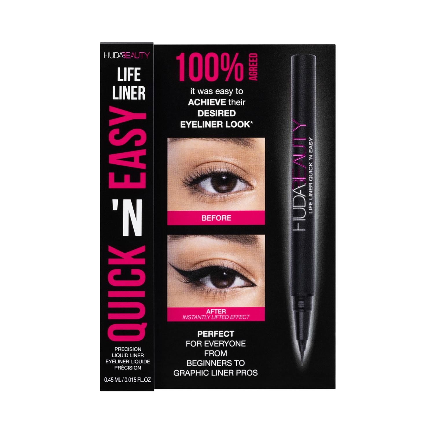 huda beauty life eyeliner quick 'n easy precision liquid eye eyeliner mini - very vanta (0.45ml)