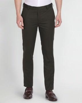 hudson tailored fit dobby flat-front trousers