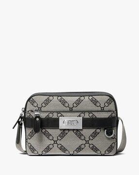 hudson empire logo jacquard utility crossbody bag