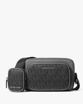 hudson signature logo and leather camera bag with pouch