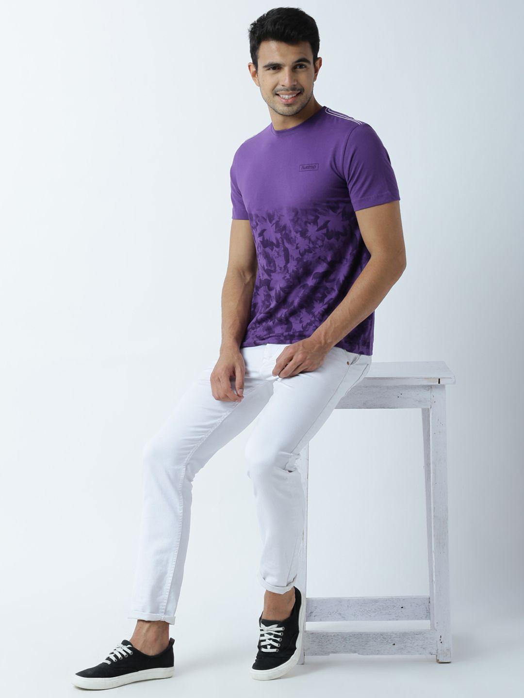huetrap men purple printed t-shirt