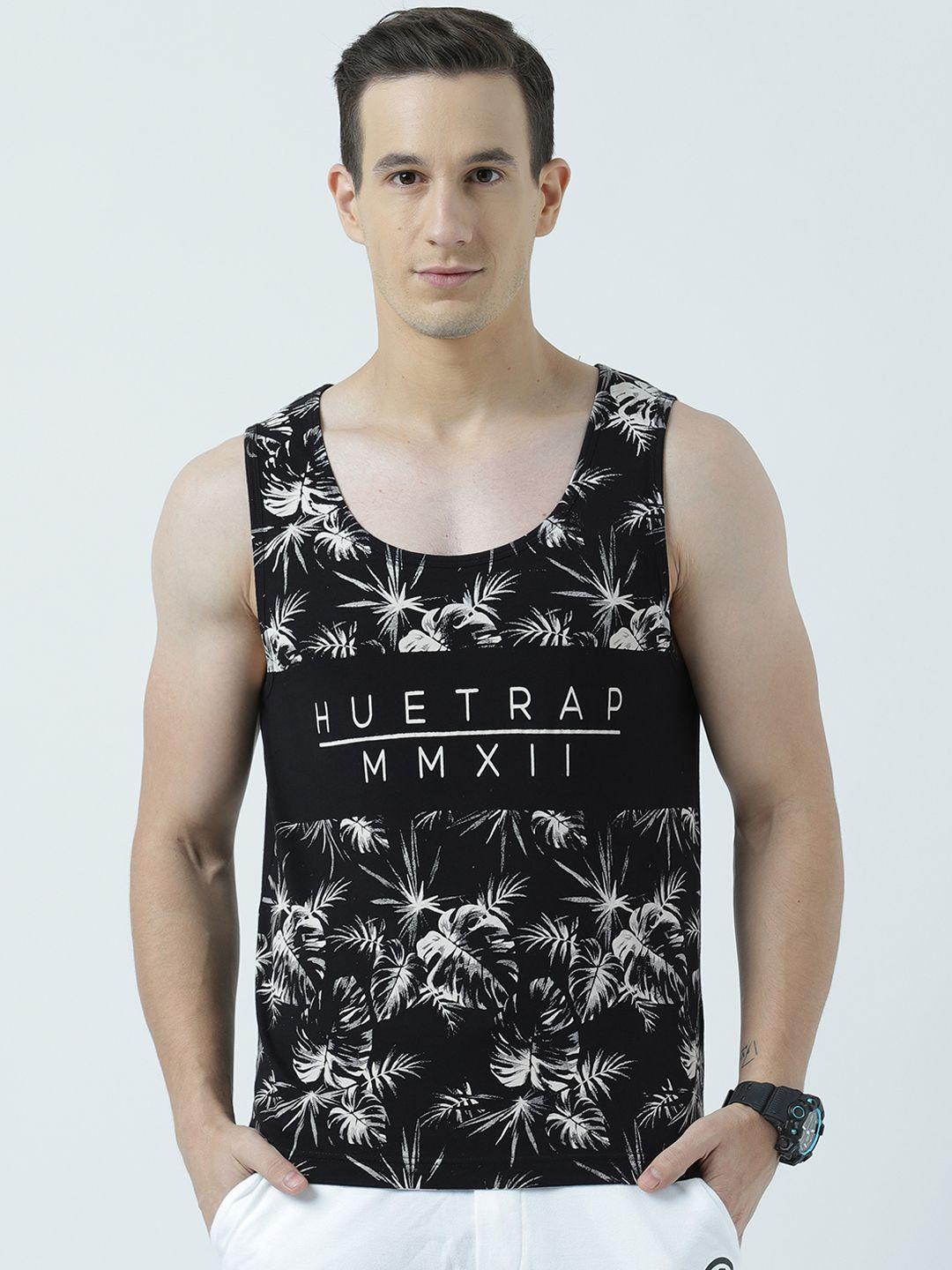 huetrap men black printed scoop neck t-shirt