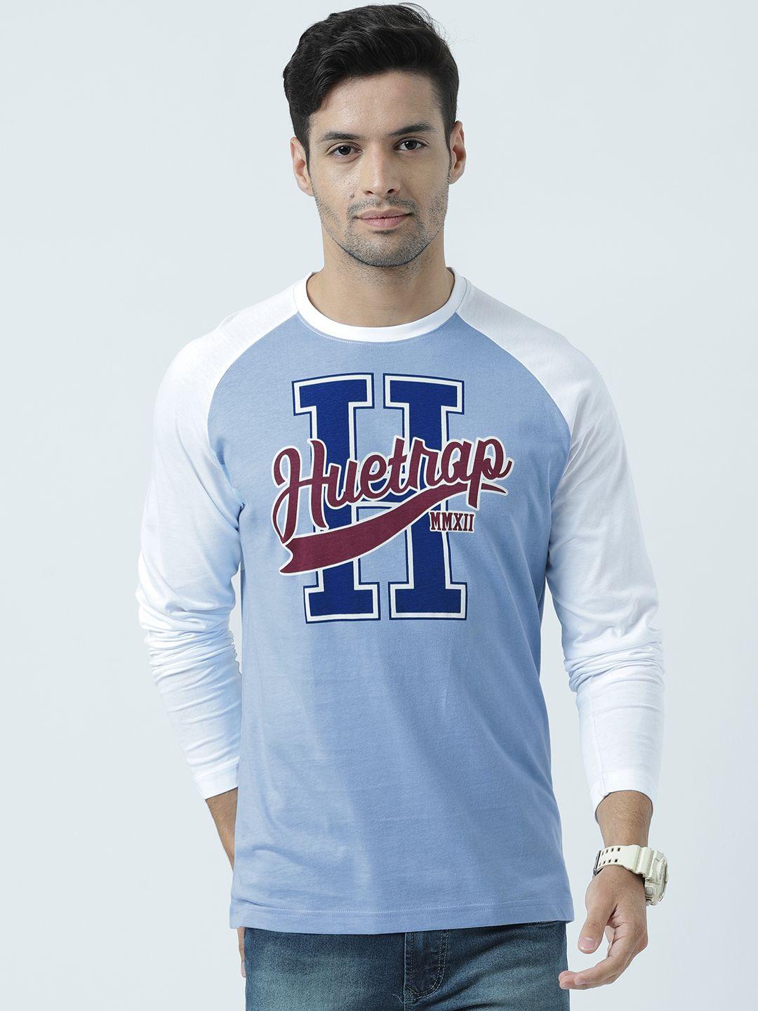 huetrap men blue printed round neck t-shirt