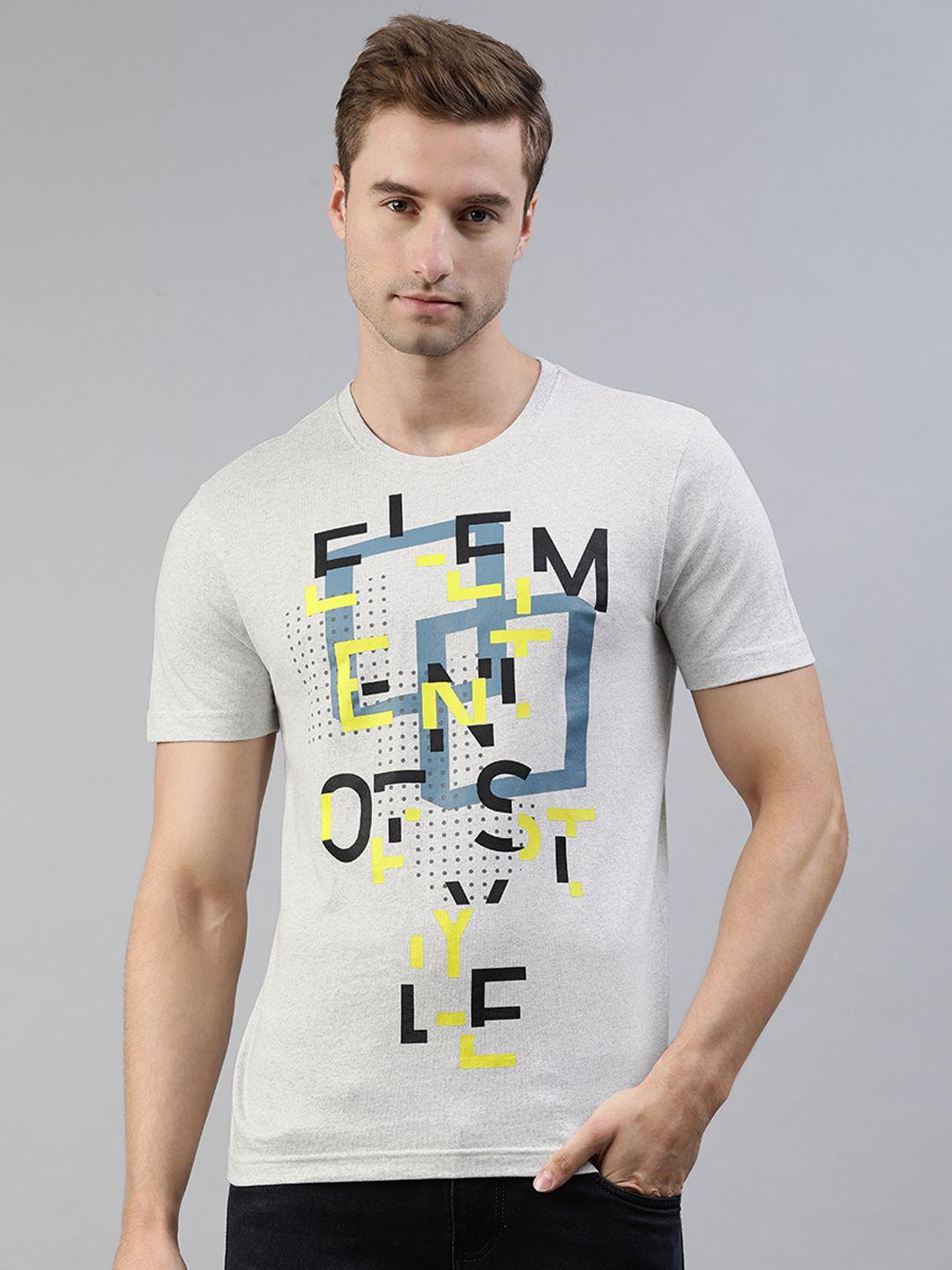 huetrap men off white & blue printed pure cotton t-shirt