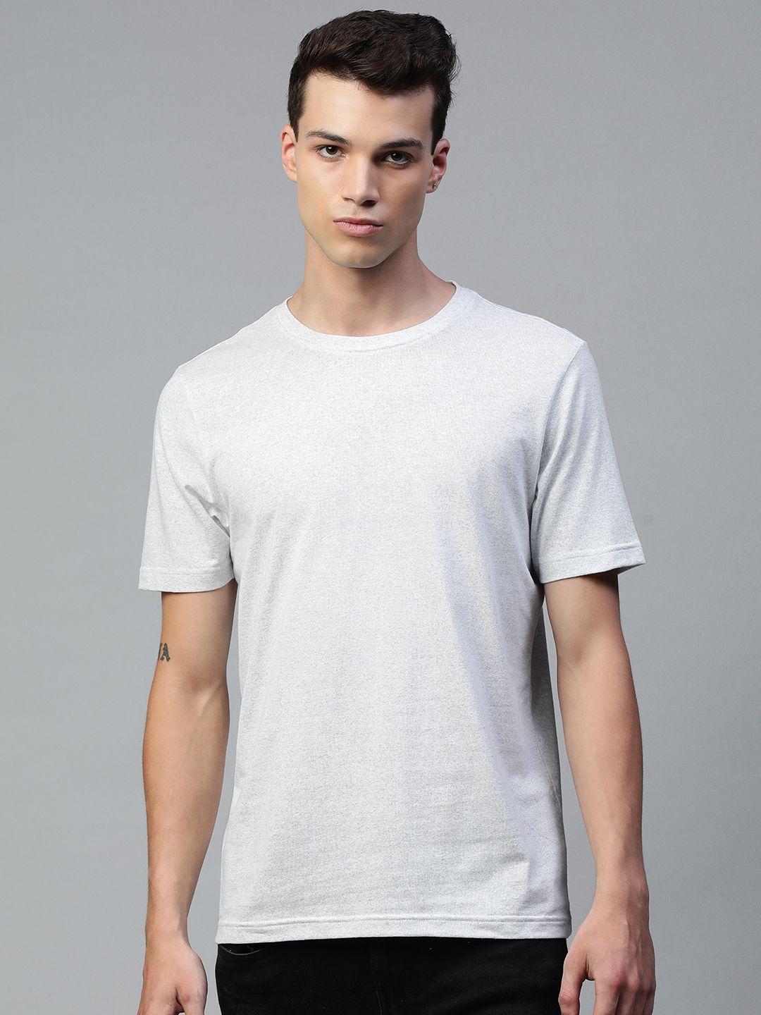huetrap men white melange effect round neck short sleeves t-shirt