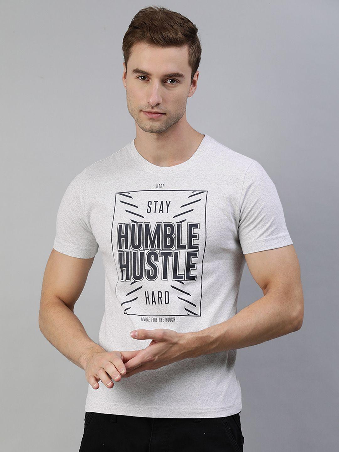 huetrap men white typography printed pure cotton t-shirt