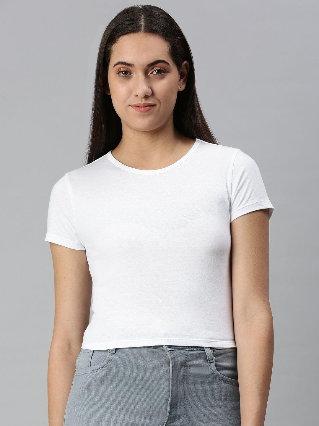 huetrap women cotton slim fit crop t-shirt