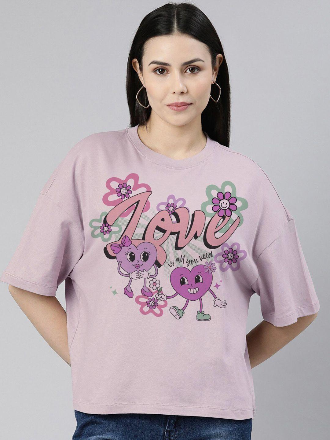 huetrap women floral printed drop-shoulder sleeves t-shirt