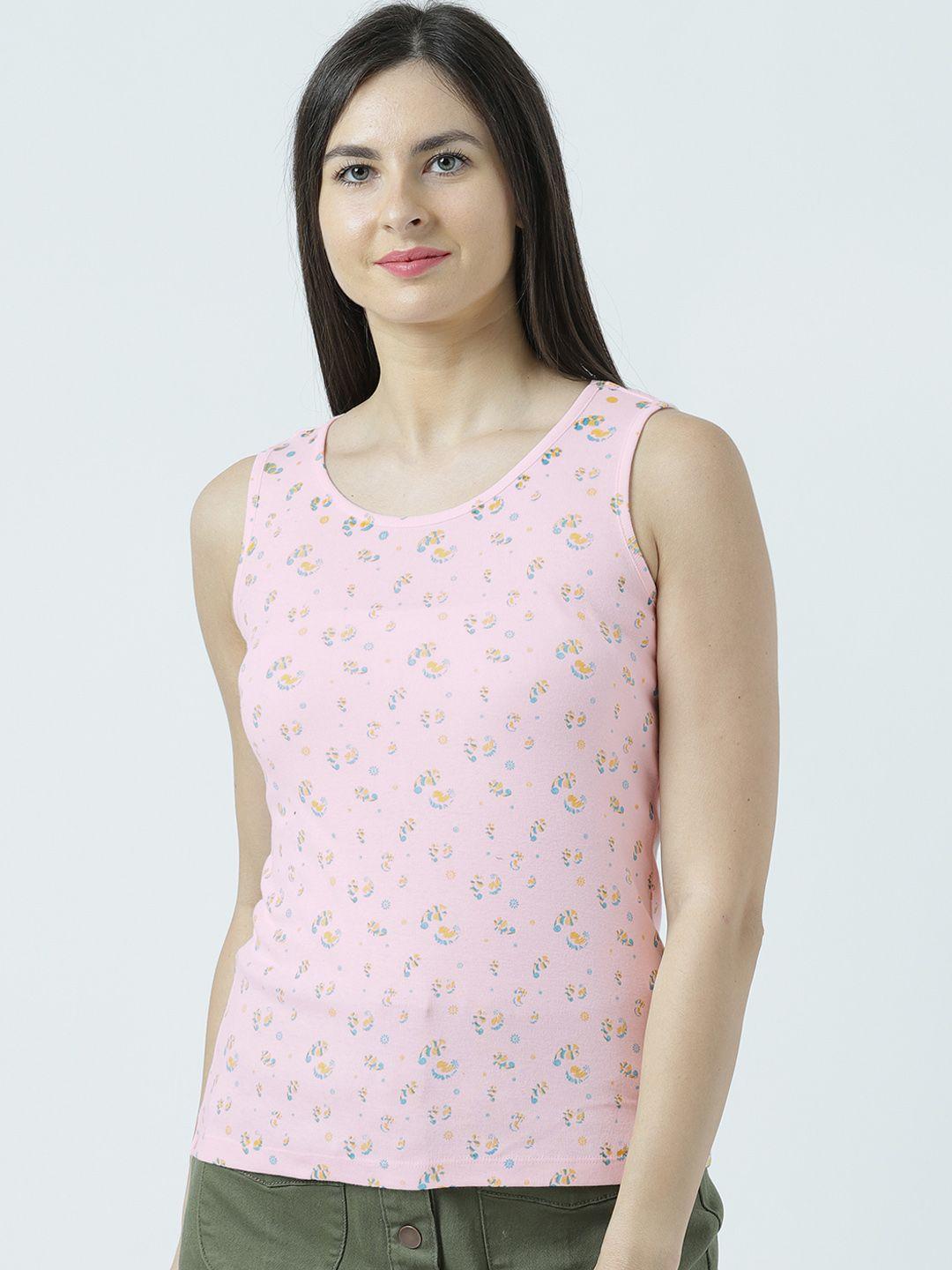 huetrap women pink printed tank top