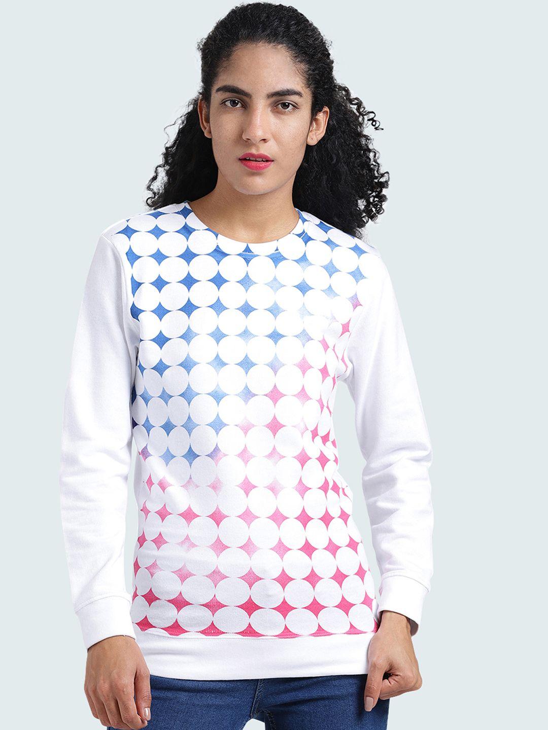 huetrap women white printed sweatshirt