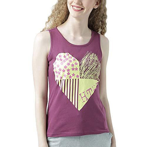 huetrap womens printed heart print sleeveless plum tank top