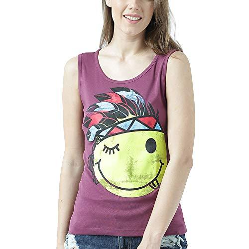 huetrap womens red indian smiley print sleevless tank top