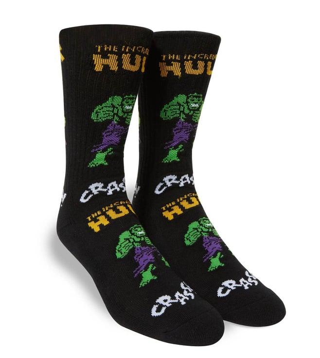 huf x capsul black hulk retro printed socks (free size)