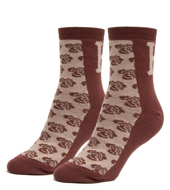 huf x capsul brown nature h printed socks (free size)