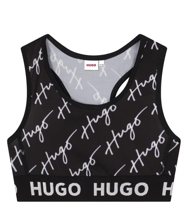 hugo kids black & white logo regular fit tank top