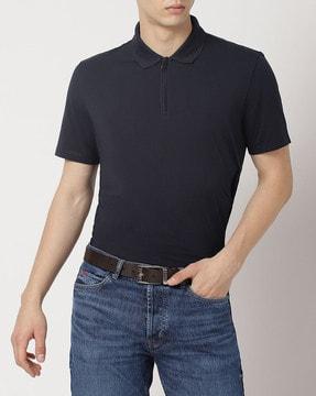 hugo zip-placket regular-fit polo shirt