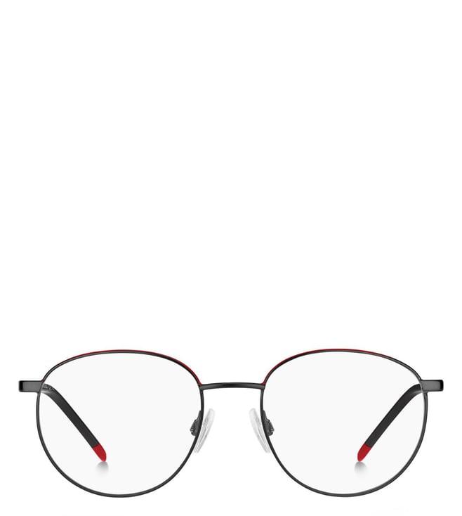 hugo 106060blx5319 matte black red round eye frames for men