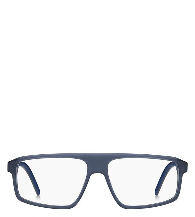 hugo 106064fll5614 matte blue rectangular eye frames for men