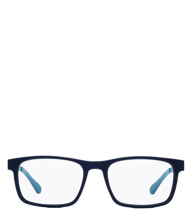 hugo boss 102695fll5418 matte blue essential & contemporary rectangular eye frames for men