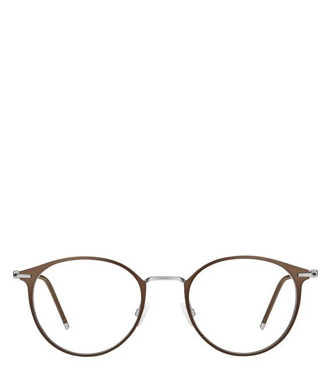 hugo boss 106492amc5021 matte brown functional & comfort round eye frame for men