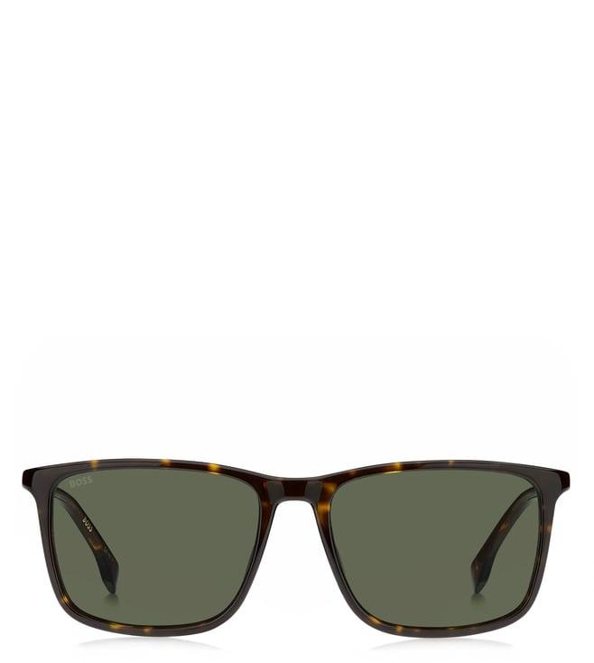 hugo boss 1434/s 086 56qt green rectangular sunglasses for men