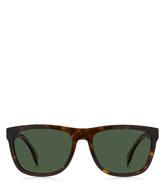 hugo boss 1439/s 086 58uc green rectangular sunglasses for men