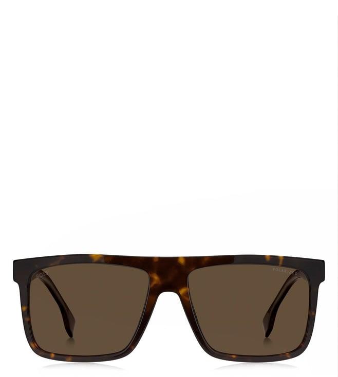 hugo boss 1440/s 086 59sp brown rectangular sunglasses for men