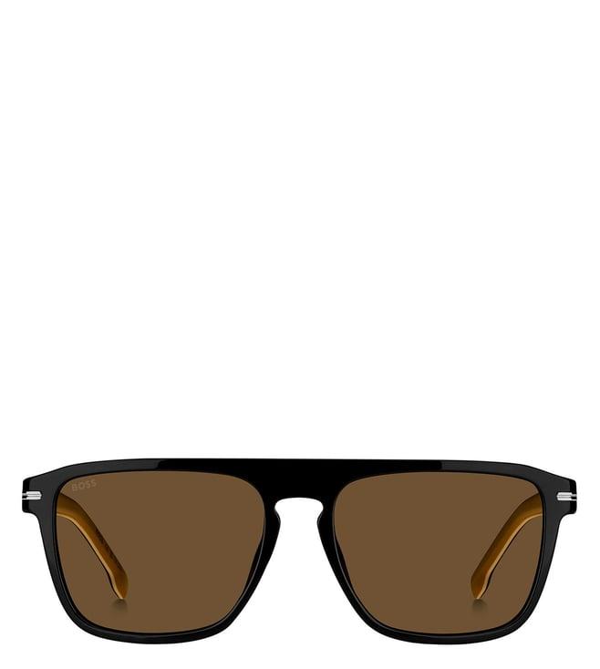 hugo boss 2064698075670 brown uv protected rectangular sunglasses for men