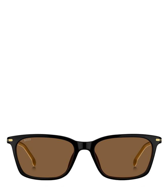 hugo boss 2068378075670 brown uv protected rectangular sunglasses for men