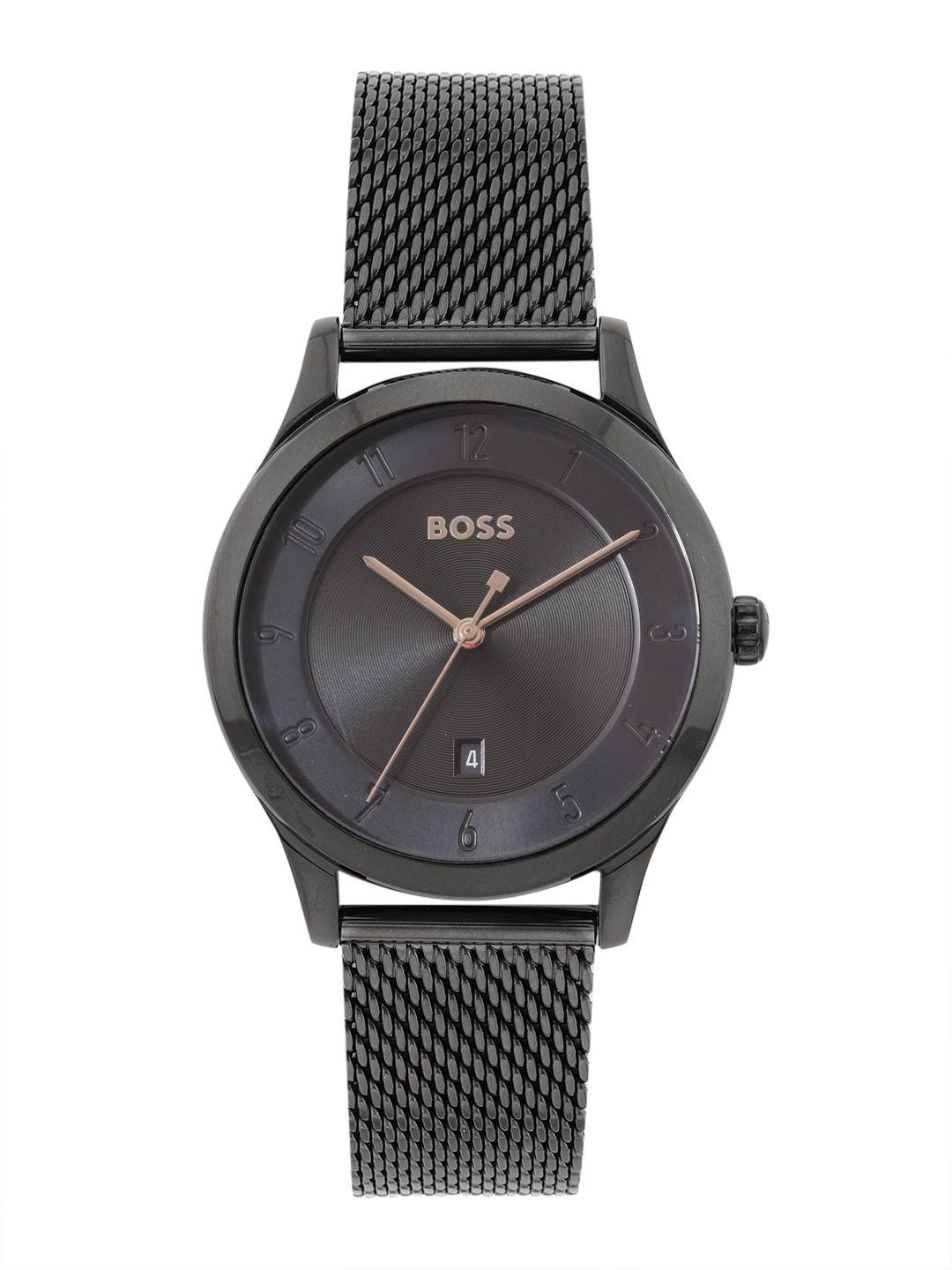 hugo boss men purity solid dial & stainless steel bracelet style analogue watch 1513986