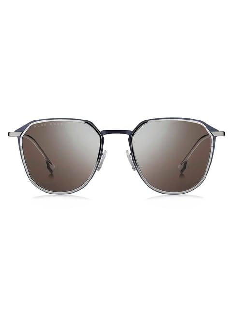 hugo boss silver rectangular sunglasses for men