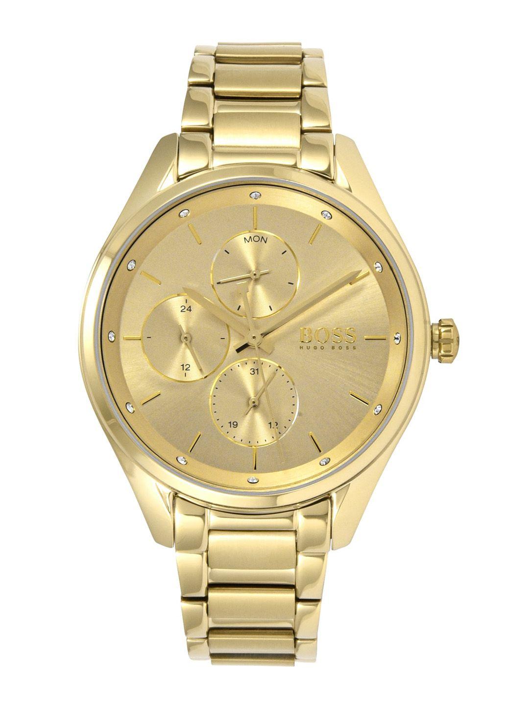 hugo boss women gold-toned analogue watch 1502584