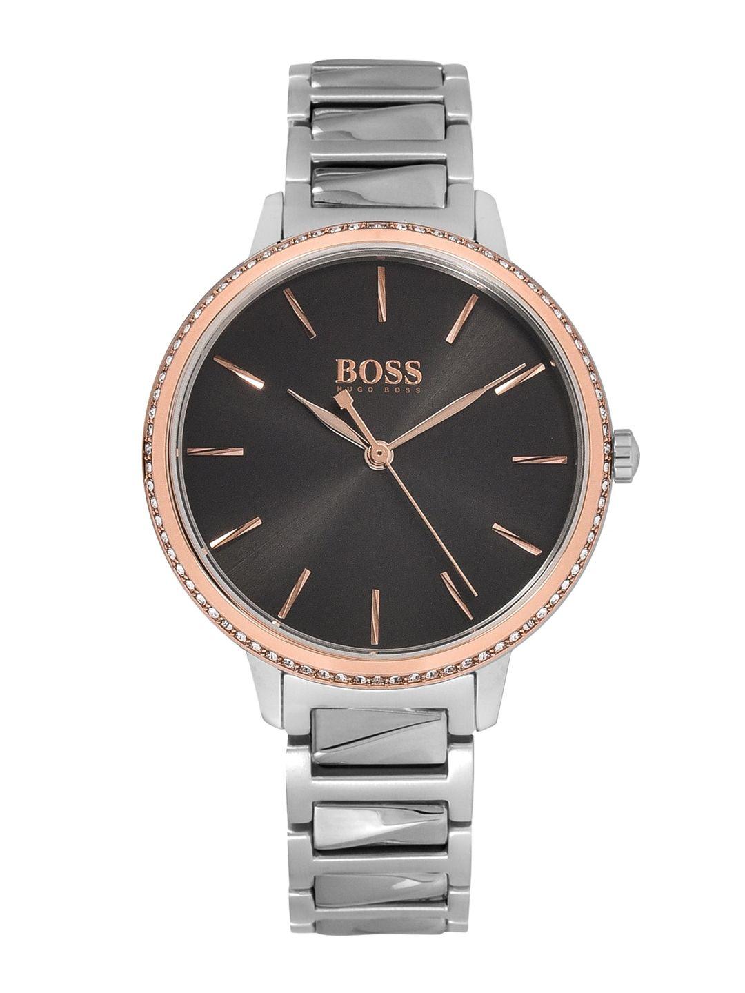 hugo boss women grey & black analogue watch 1502569