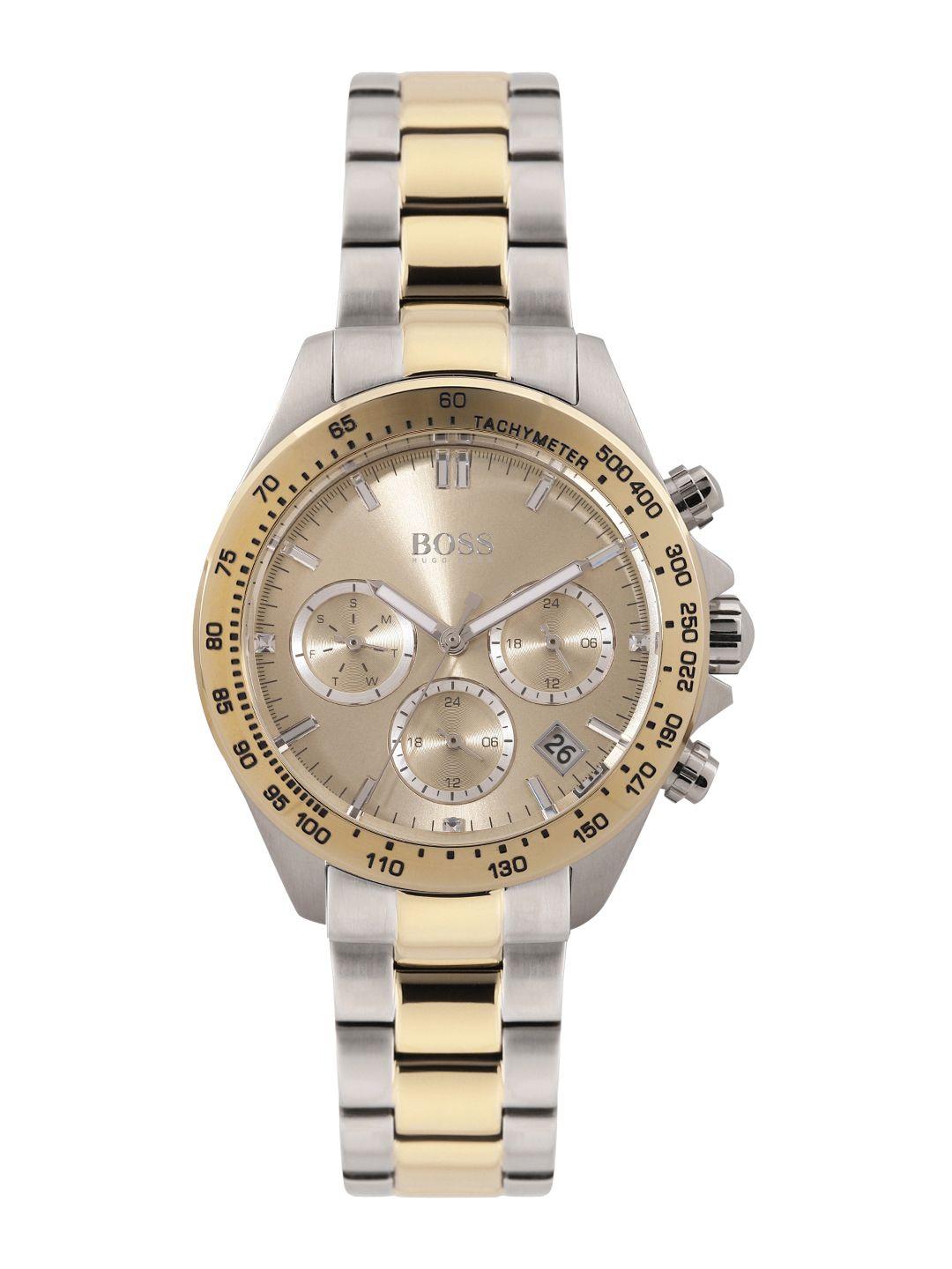 hugo boss women novia embellished dial & stainless steel tachymeter analogue watch 1502618