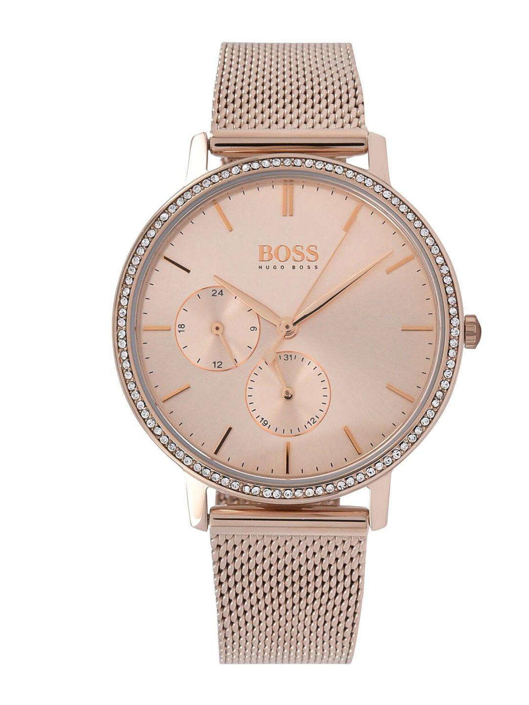 hugo boss women rose gold analogue watch 1502519