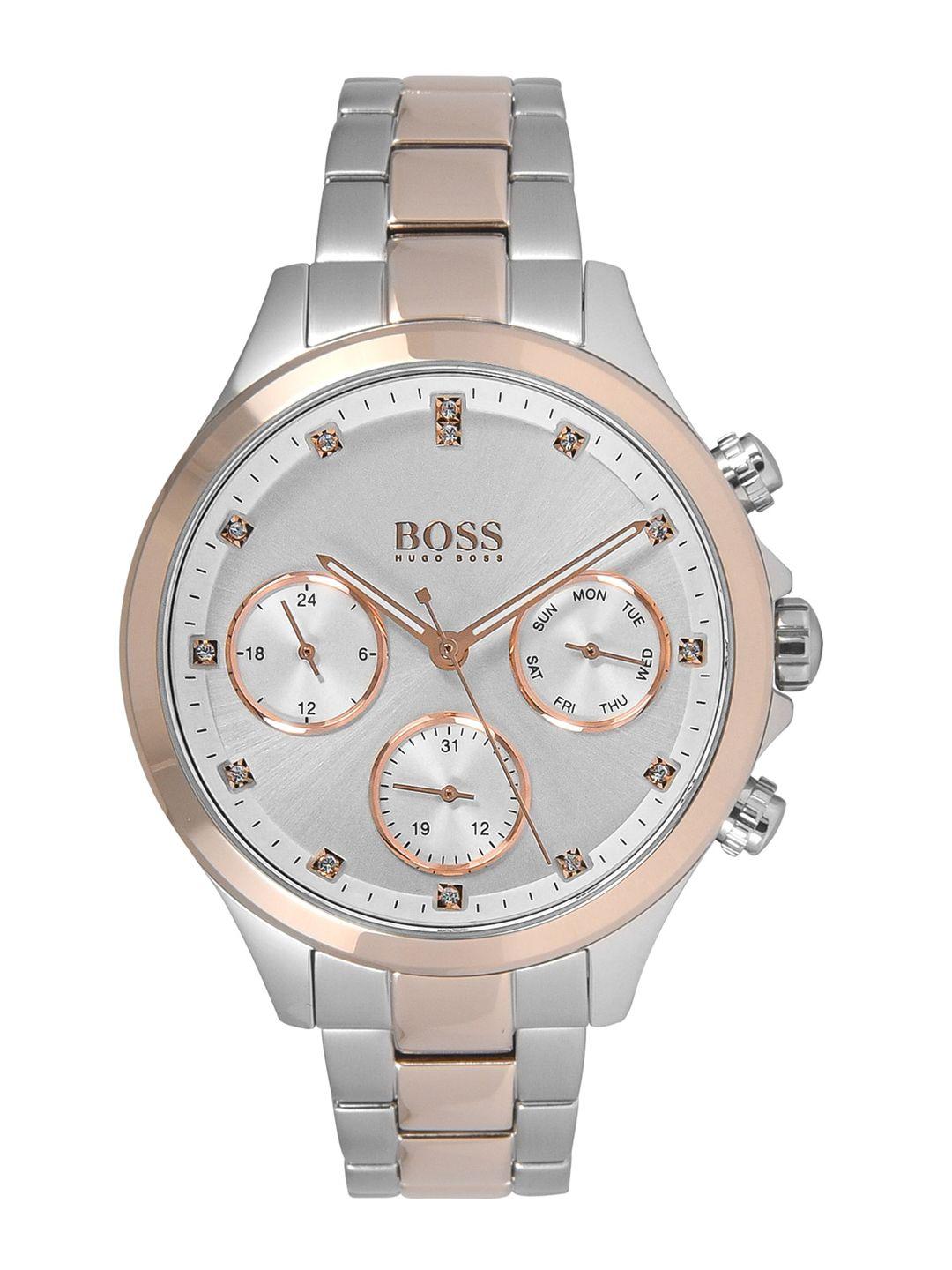 hugo boss women silver-toned hera analogue watch 1502564