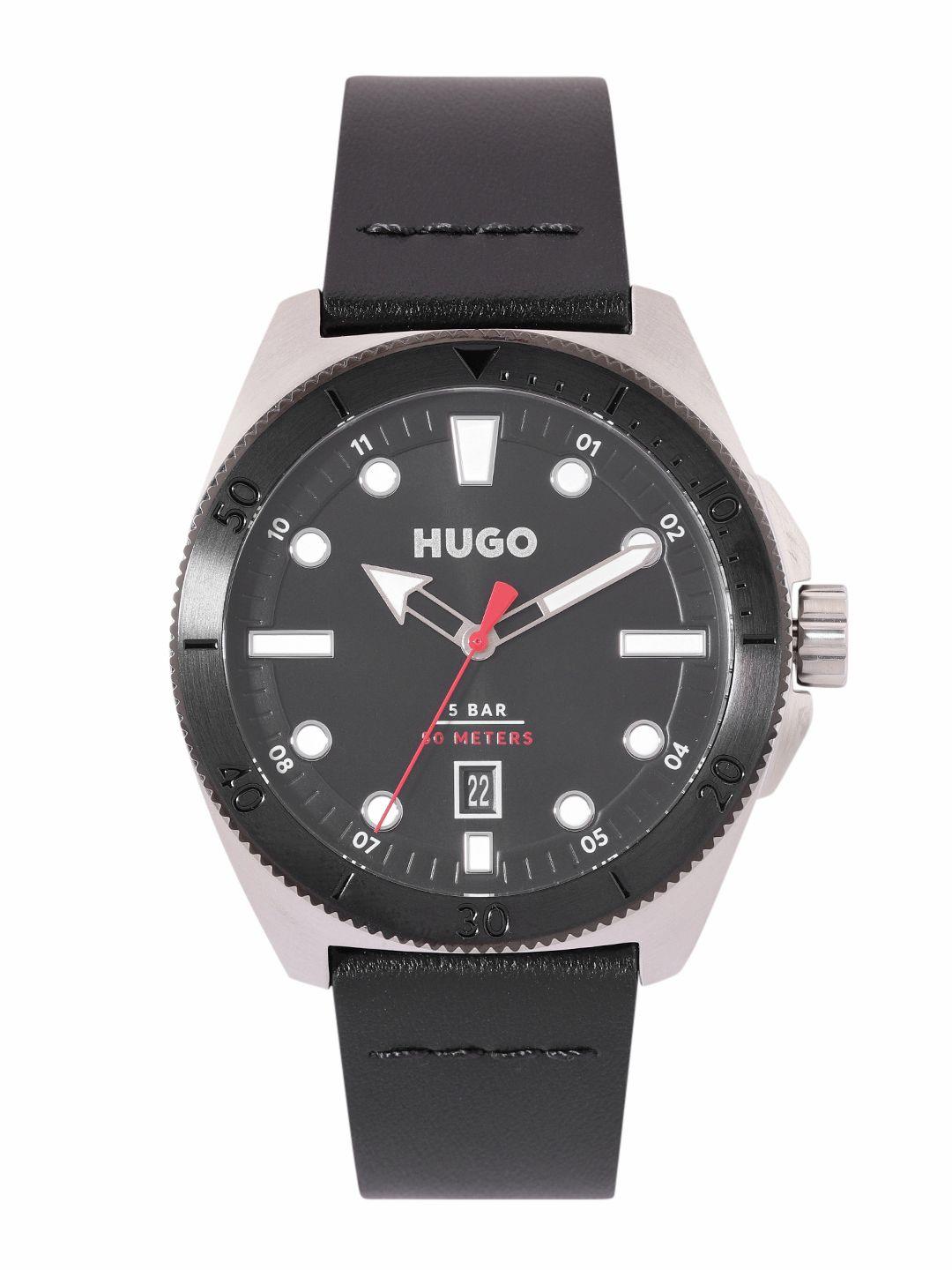 hugo men #visit leather analogue watch 1530301