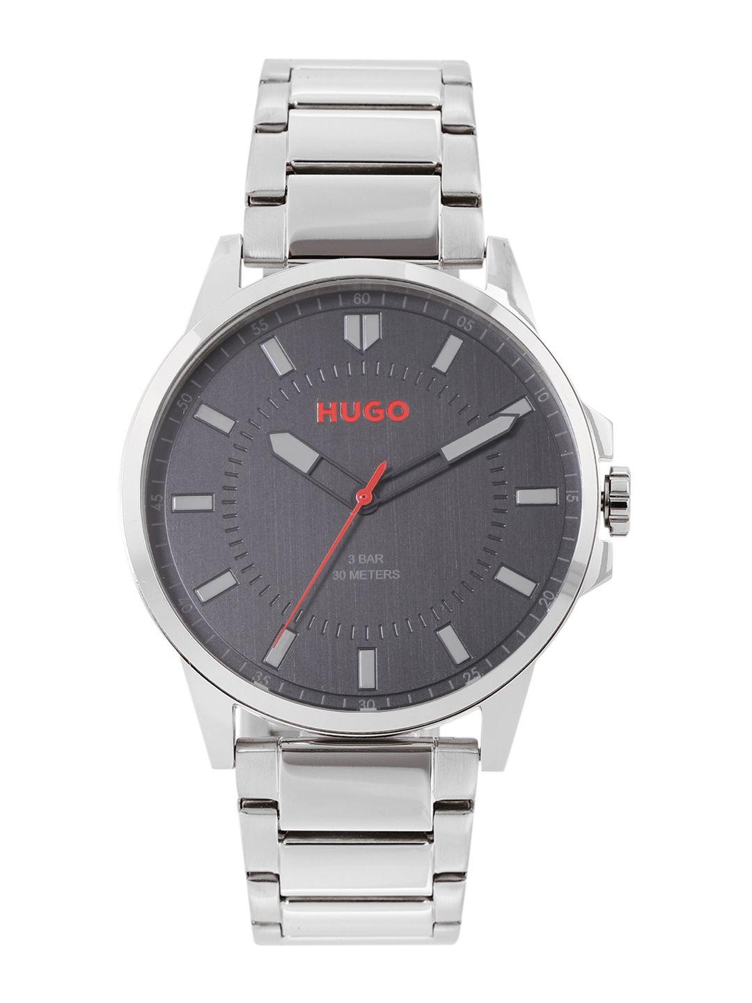 hugo men black #first bracelet style analogue watch 1530246